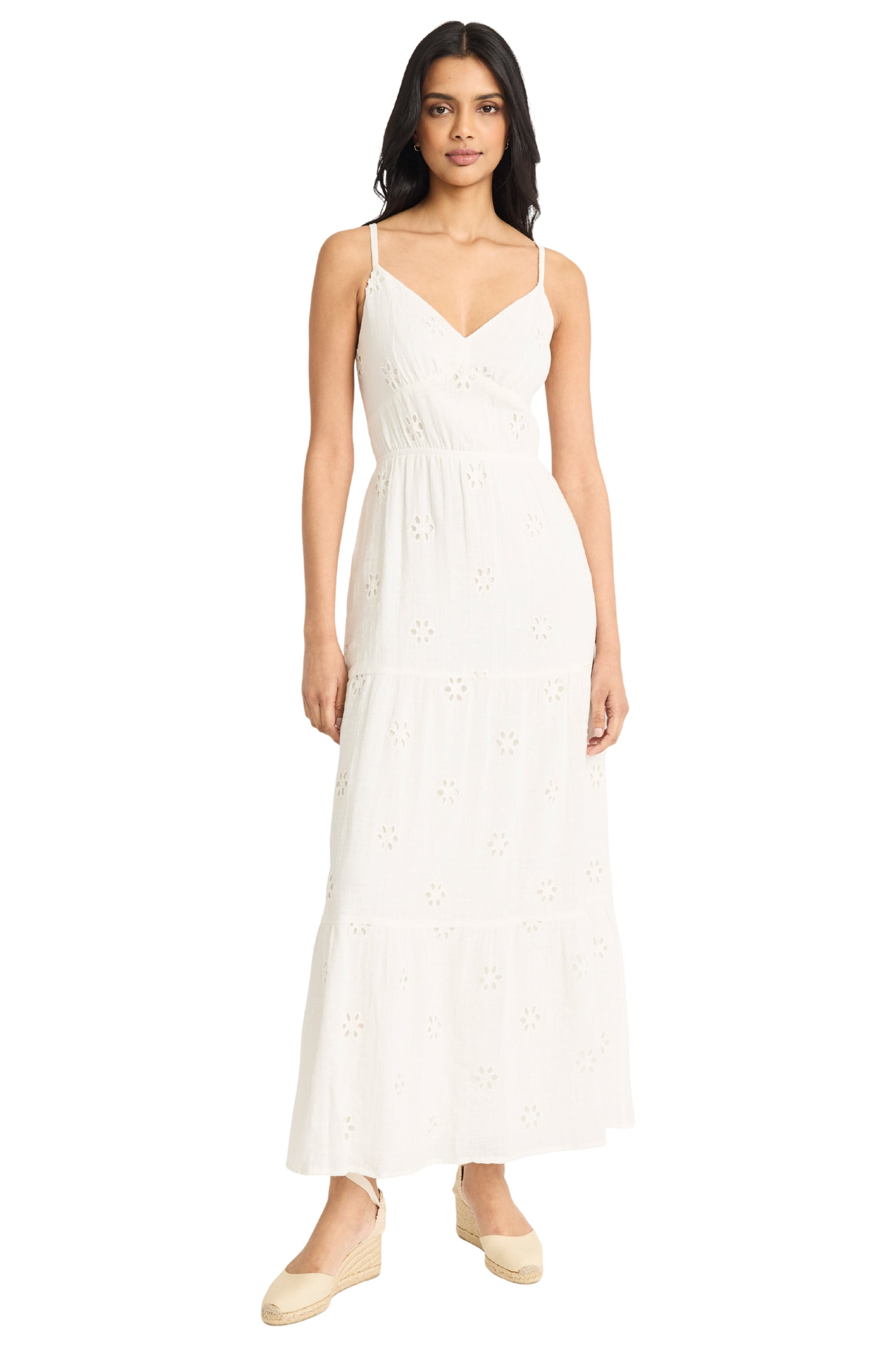 The Good Journey Women's Eyelet Open-Back Maxi Dress - White - Size 6 The Good Journey Women's Eyelet Open-Back Maxi Dress - White - Size 6