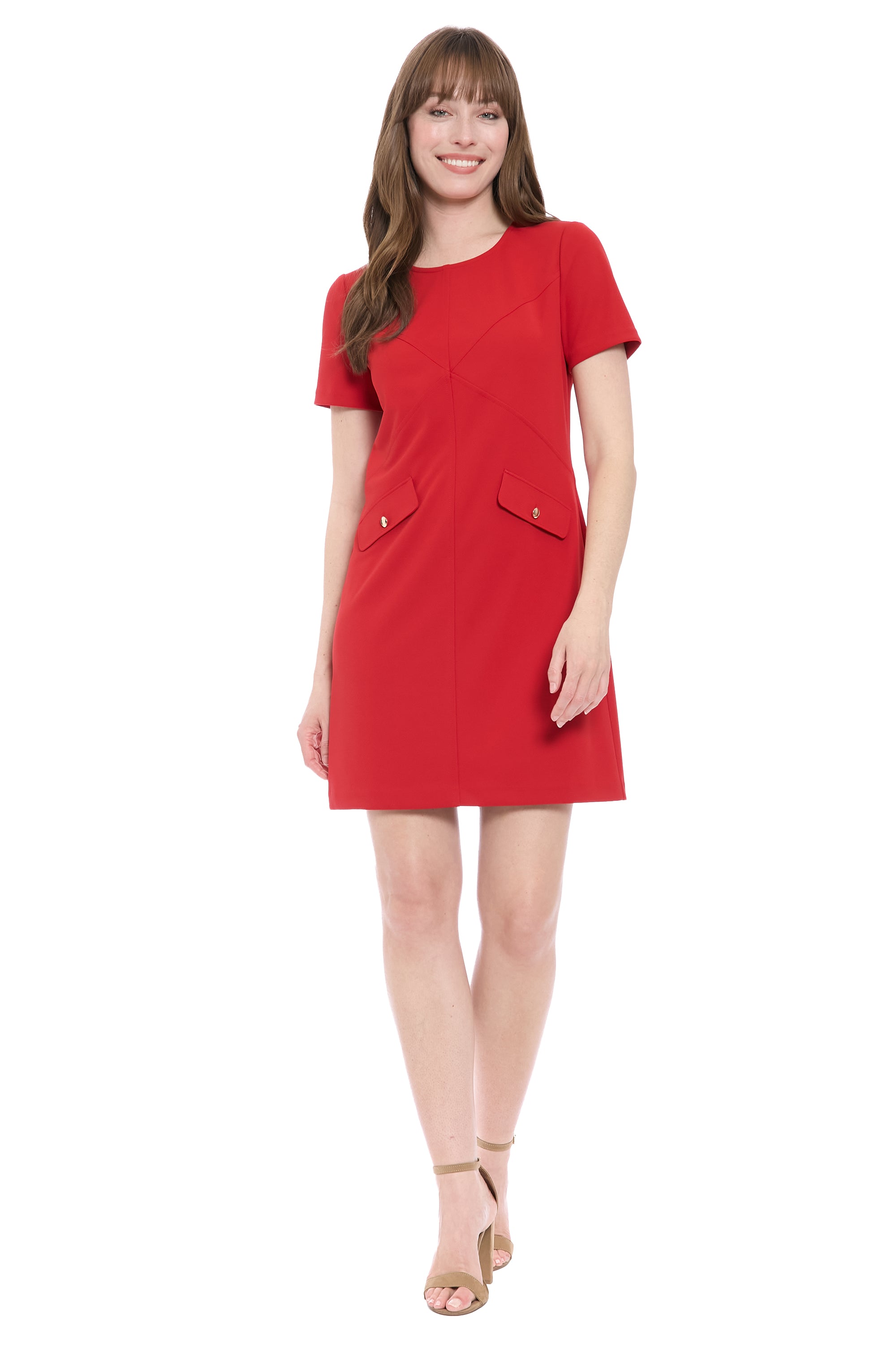 London Times Women's Short-Sleeve Mini Dress - Black