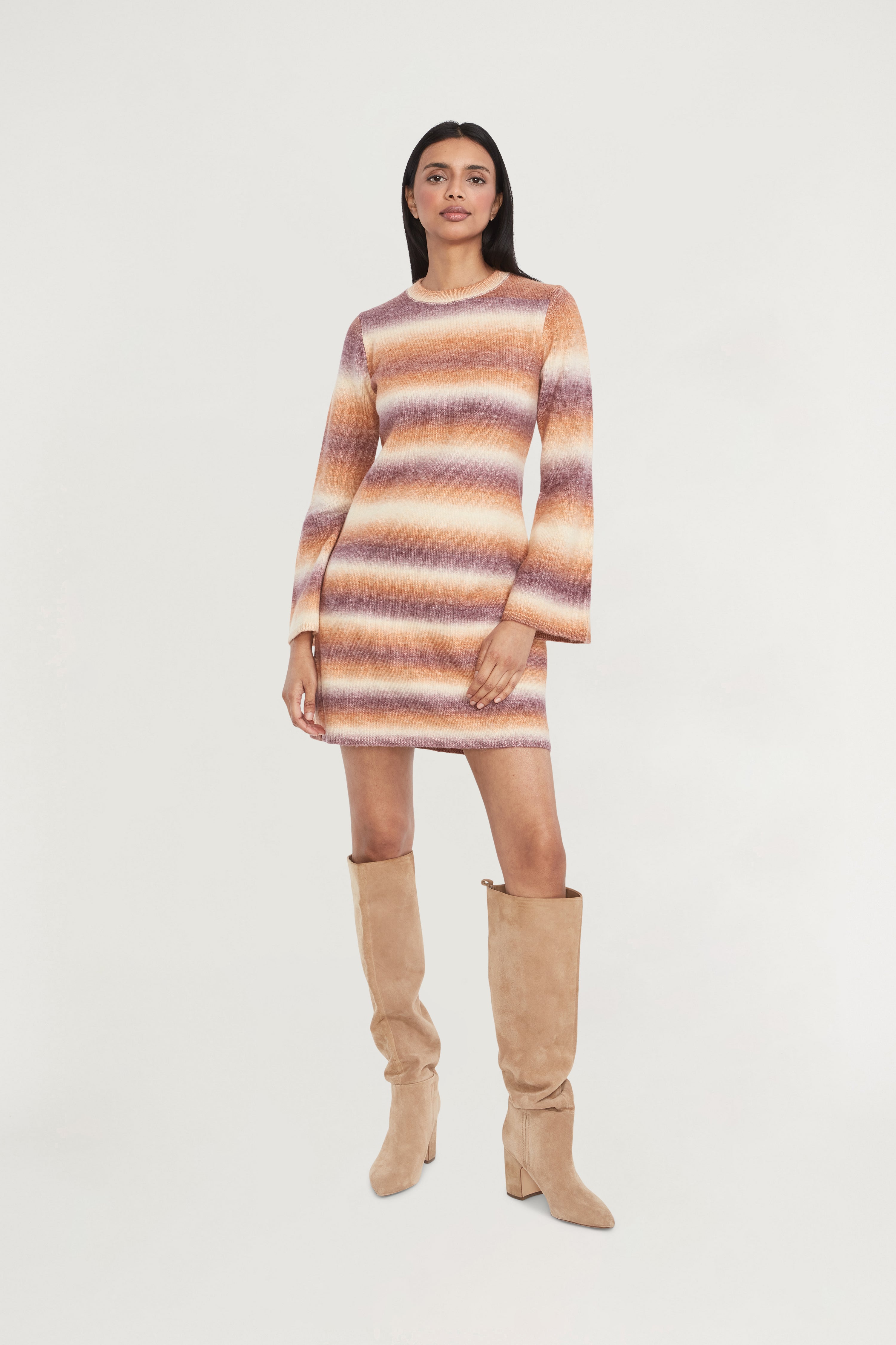The Good Journey Colorblocked Women Sweater Dress - Wine/Rust The Good Journey Colorblocked Women Sweater Dress - Wine/Rust