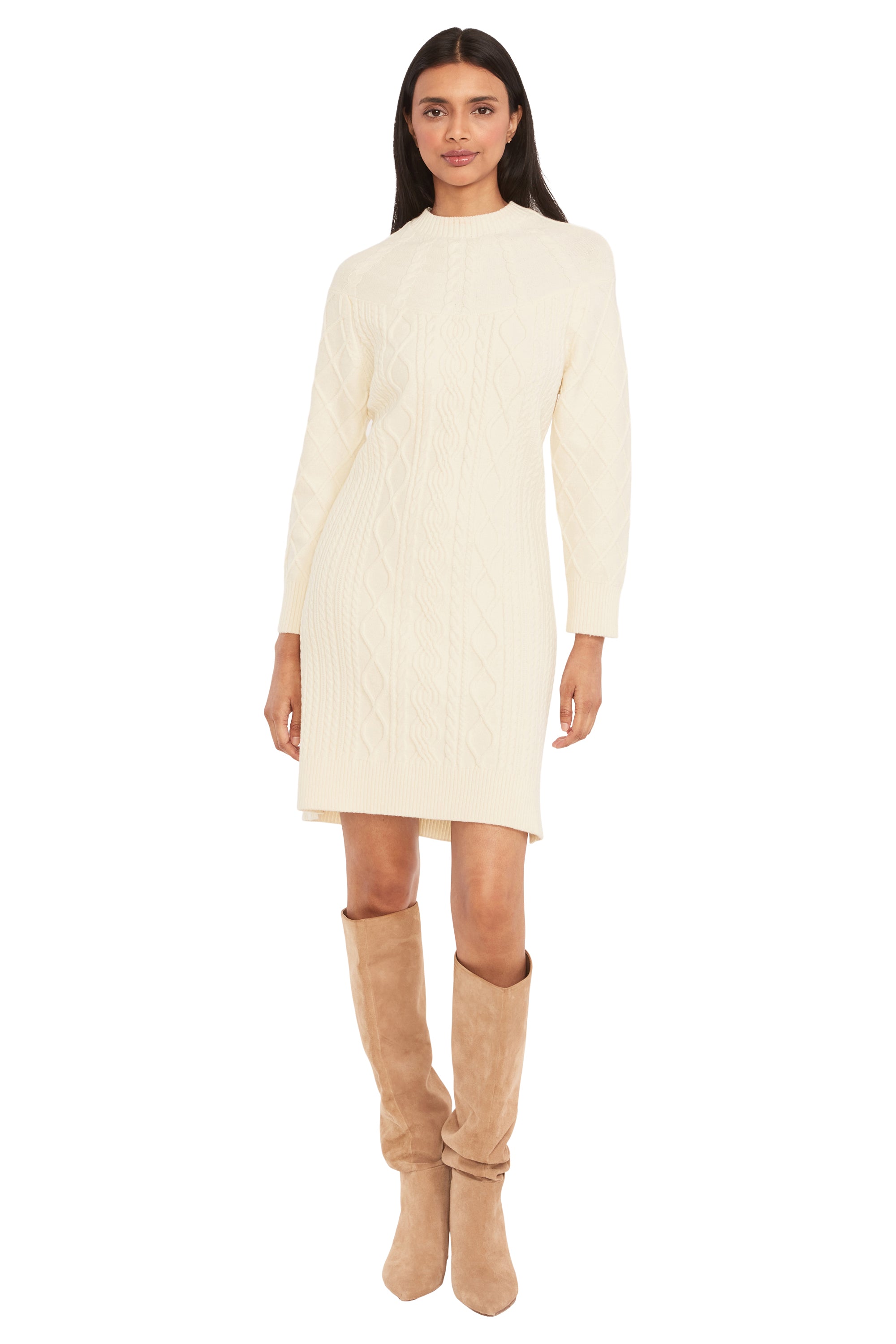 Benjamin Cable Knit Sweater Dress Sheath | The Good Journey CREAM / Standard / xl Benjamin Cable Knit Sweater Dress Sheath | The Good Journey CREAM / Standard / xl