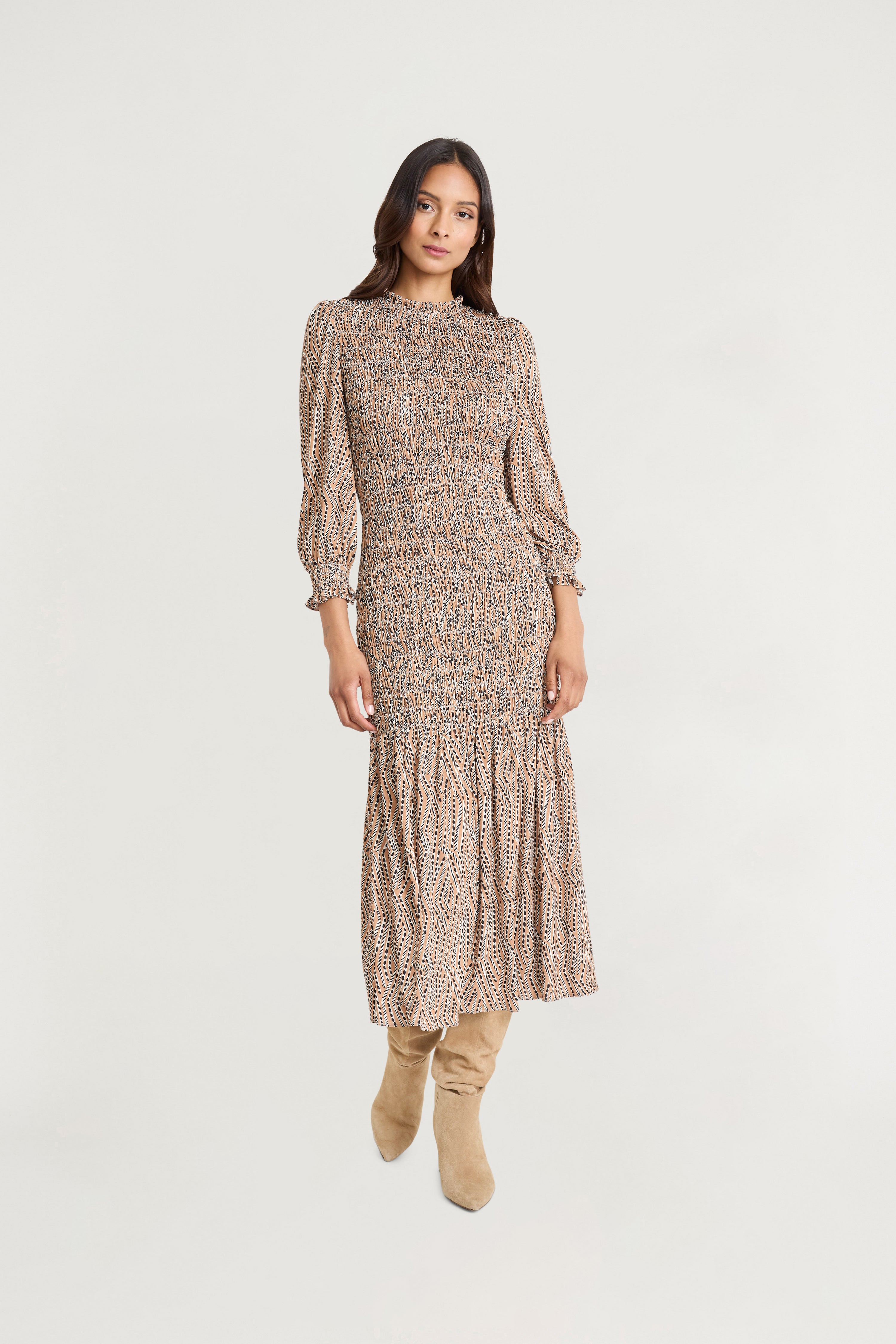Samuel Printed Ruffled Midi Dress A-Line
