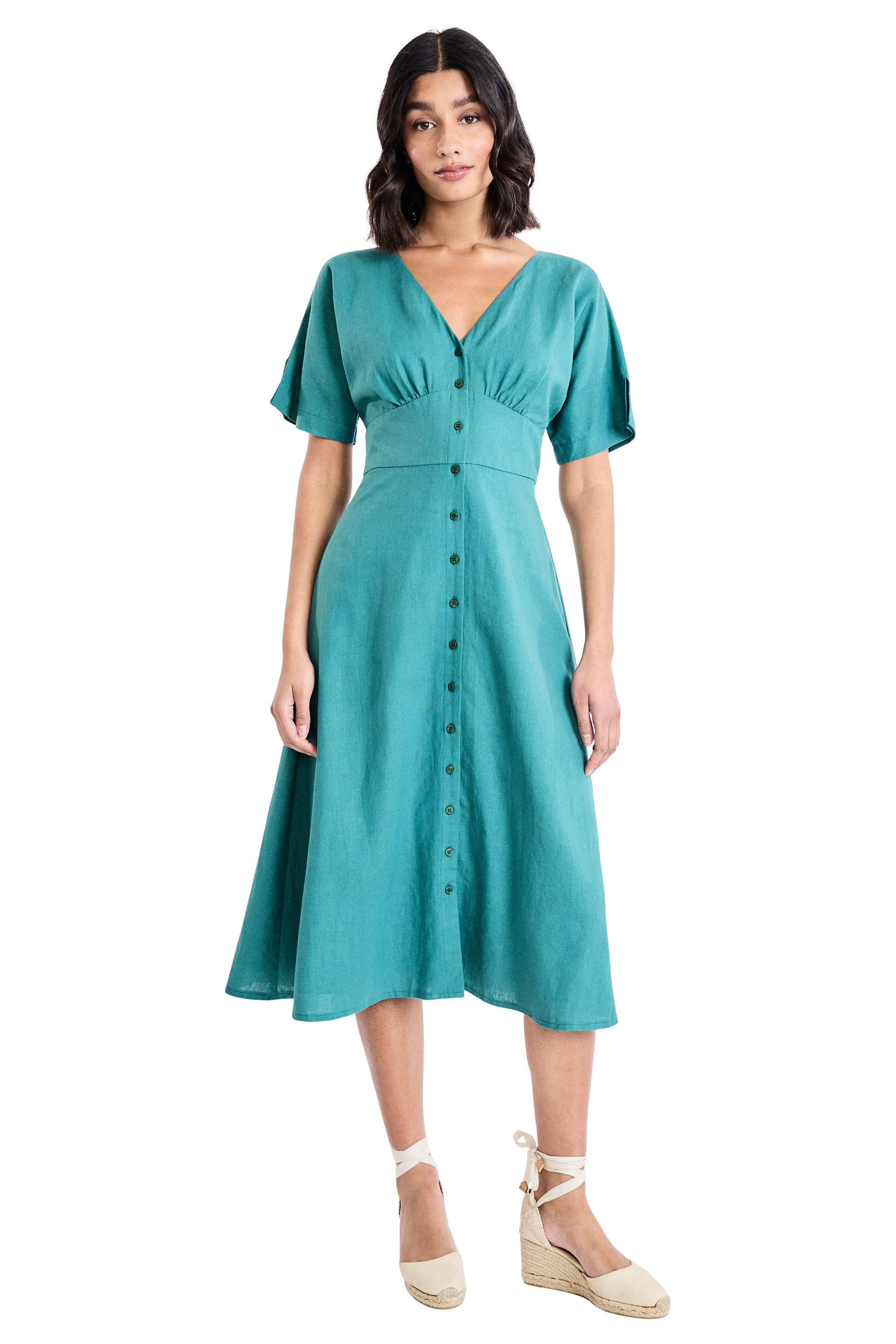 Lilith Button Front Flutter Sleeve Dress Maggy London Lilith Button Front Flutter Sleeve Dress Maggy London