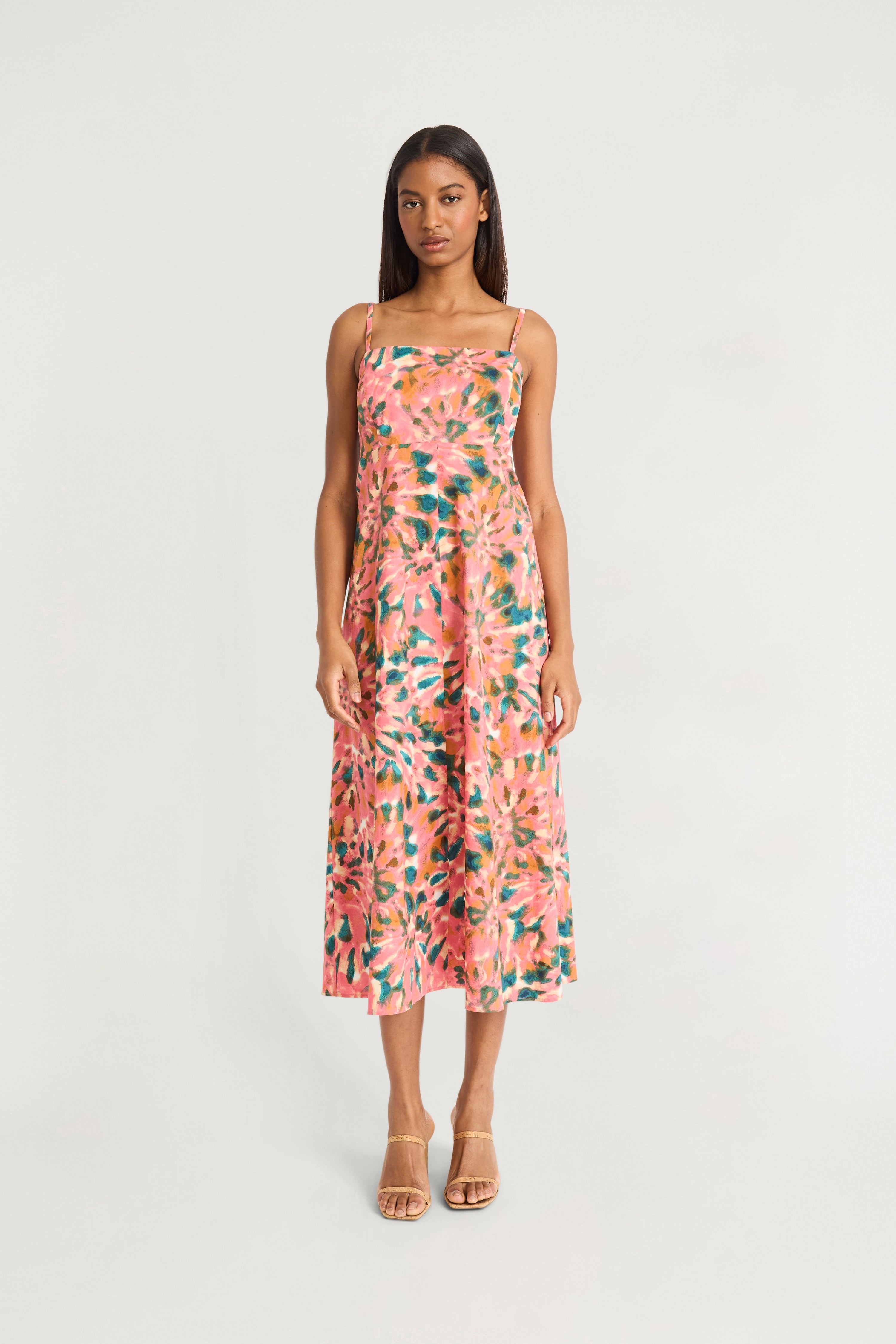 cotton spaghetti strap midi dress Ovticza Cotton Linen Backless Cami Midi Dress Women Spaghetti Strap Summer Beach Flowy Dress Light Brown M, Women's, Size: Medium