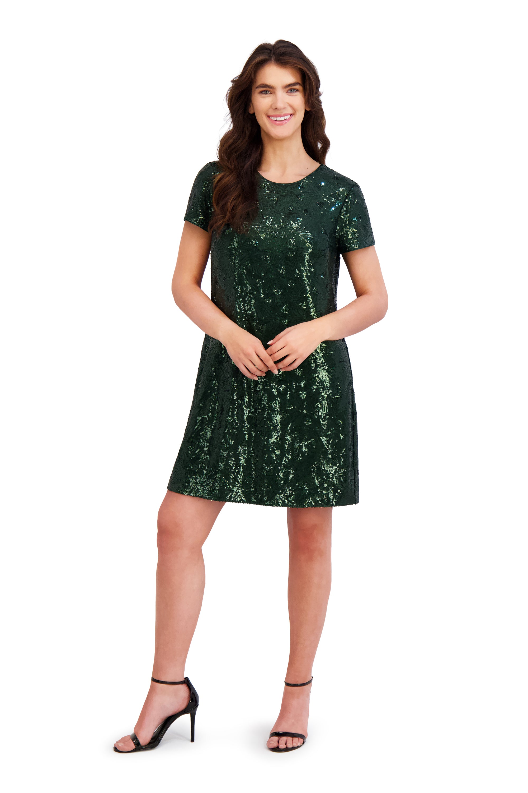 green sequin t shirt dress Neon Green Sequin V-Neck Dress