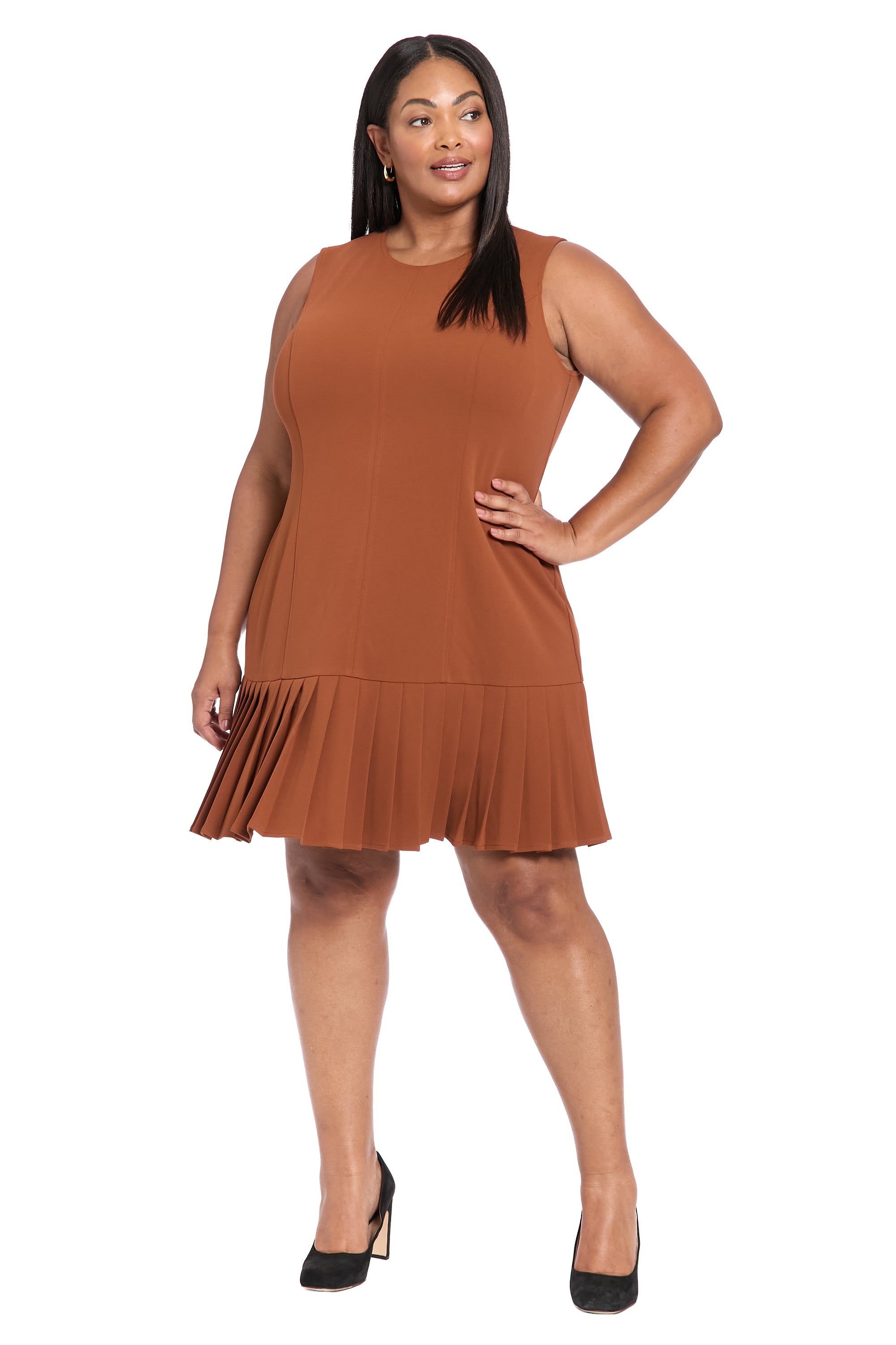 Nani Pleated Dress Shift Sleeveless Mini