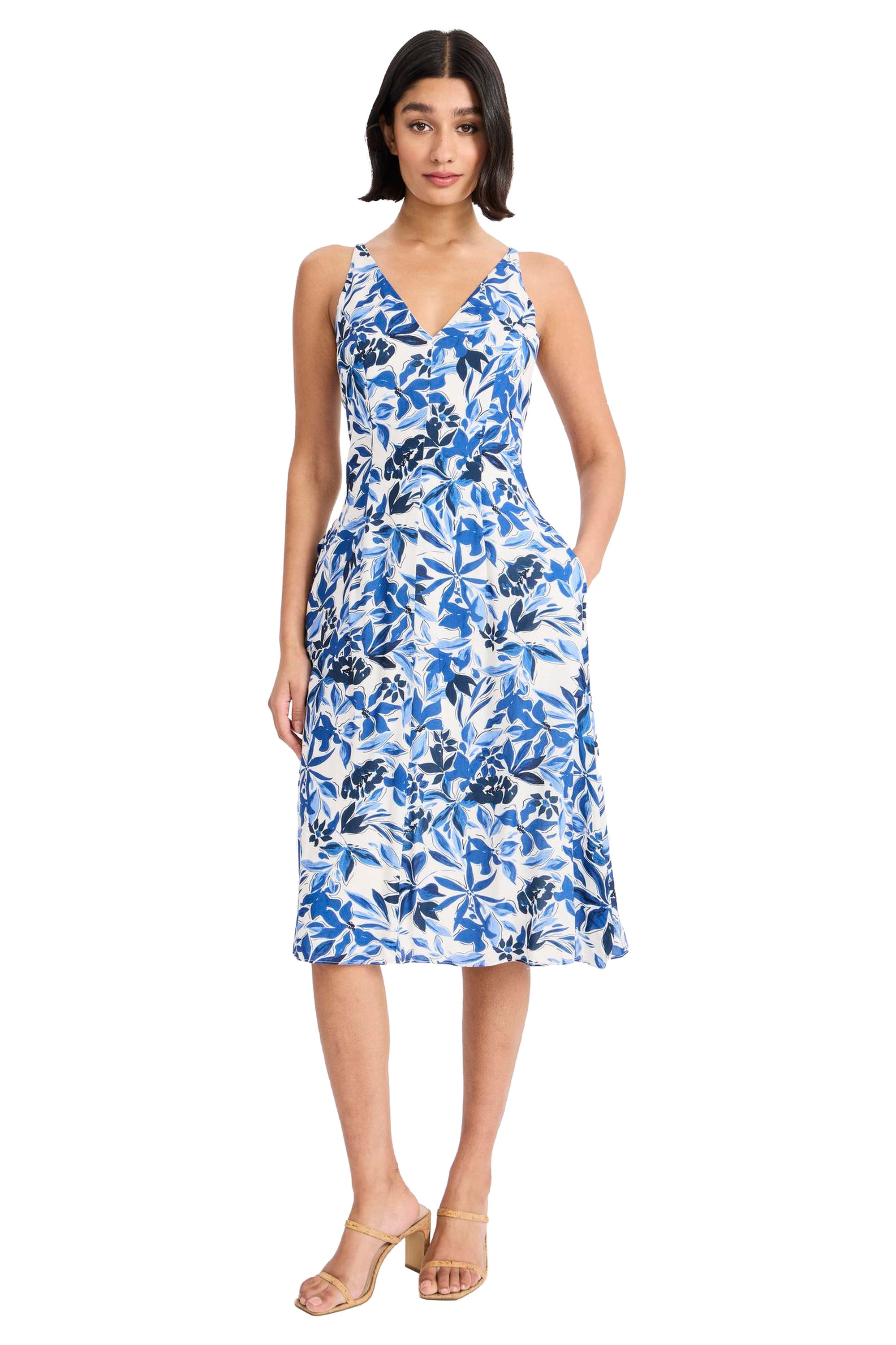 Aleera Sleeveless V-Neck Midi A-Line Dress