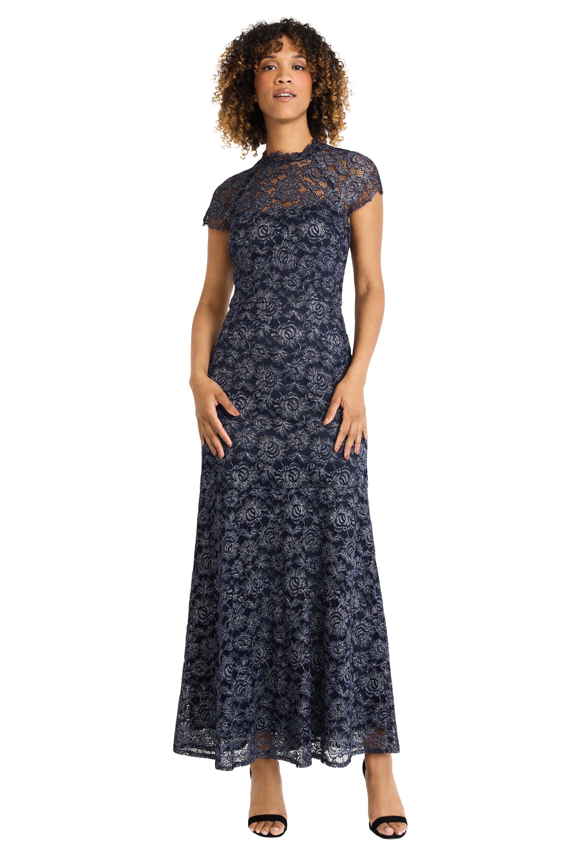 cap sleeve lace maxi dress Cap-Sleeve Maxi Dress with Lace-Up Back (Women)