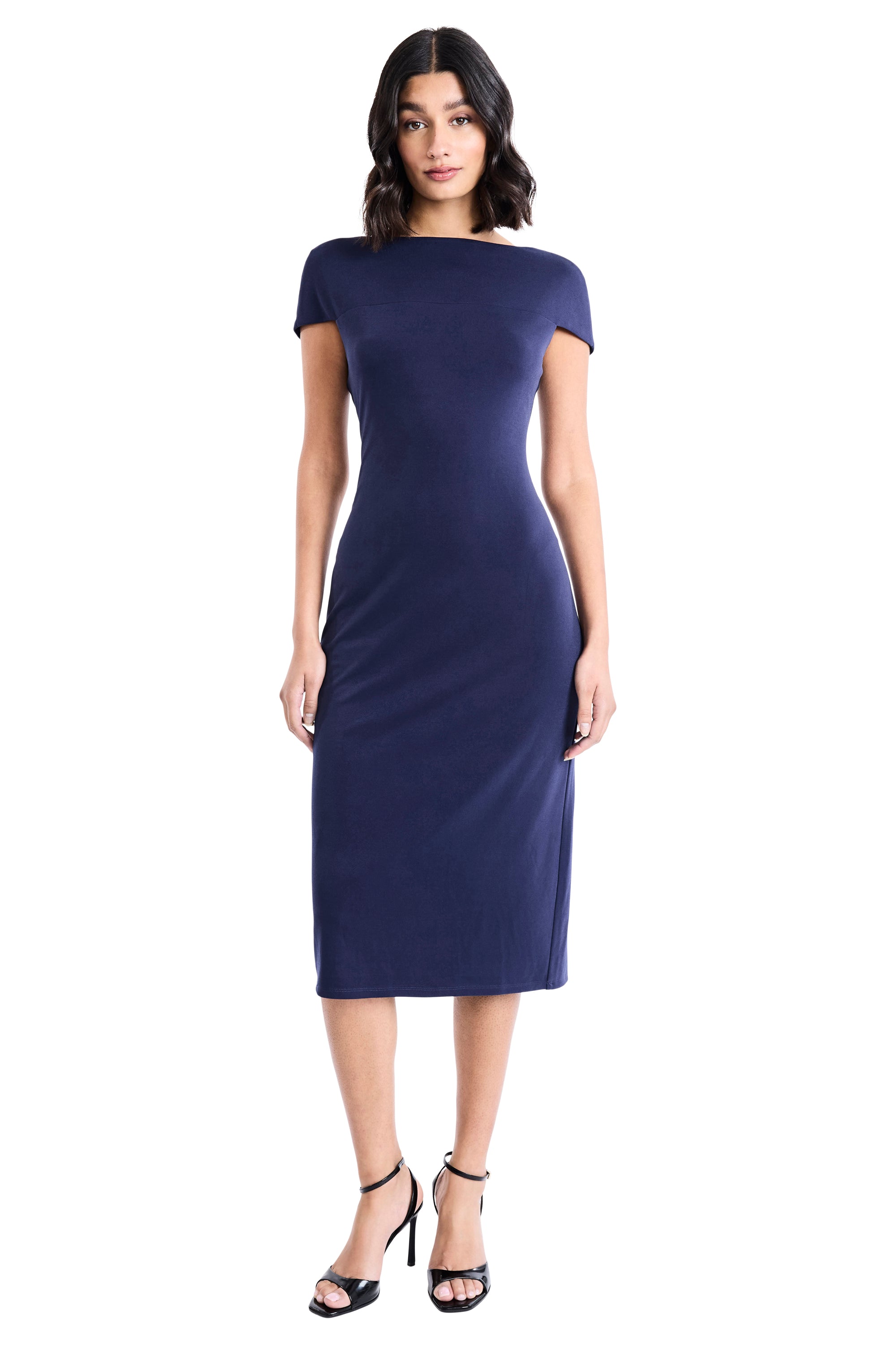 Krista Fitted Midi Dress Sheath Short Sleeve