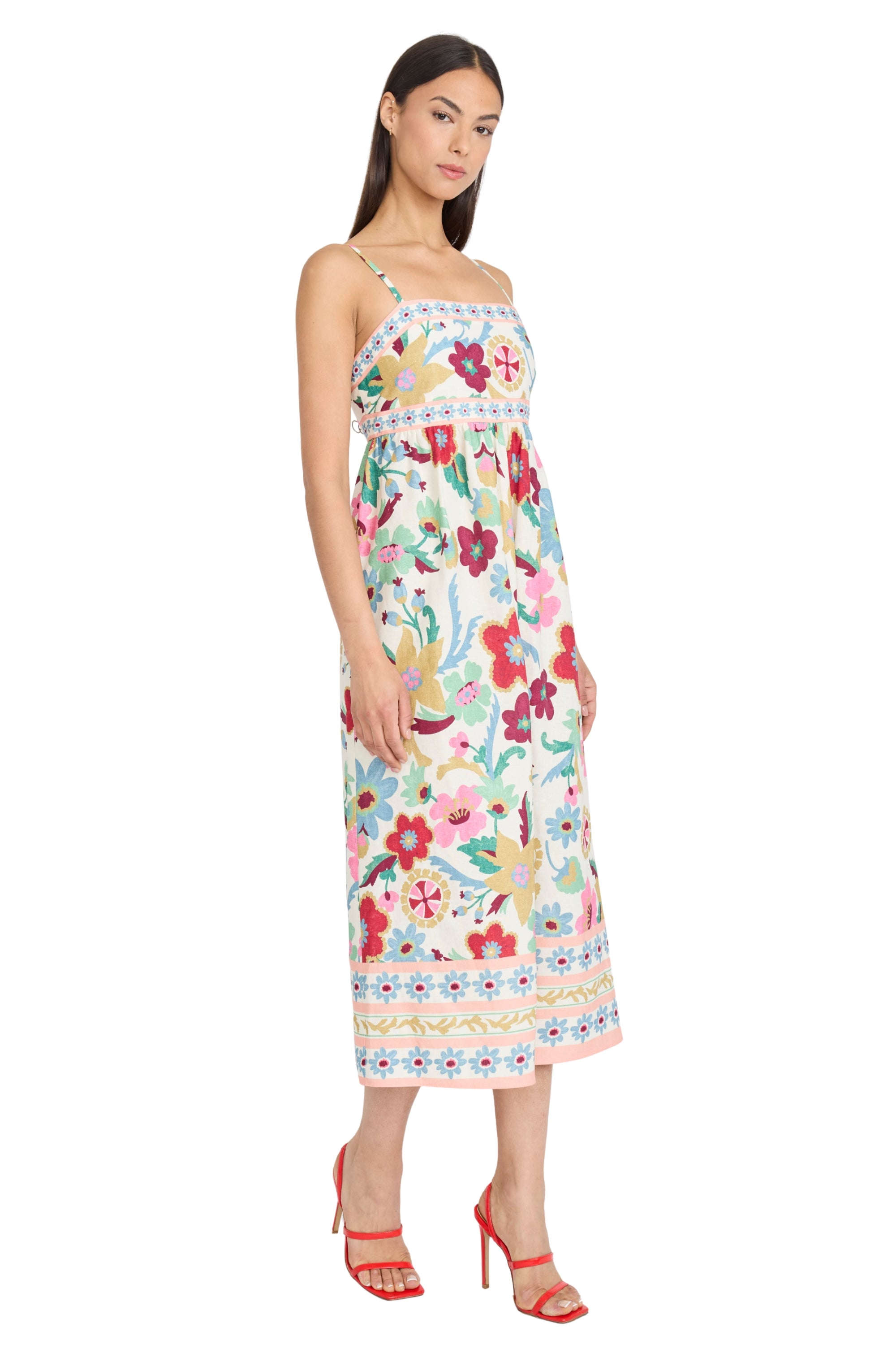 Lionel Linen Spaghetti Strap Midi A-Line Dress