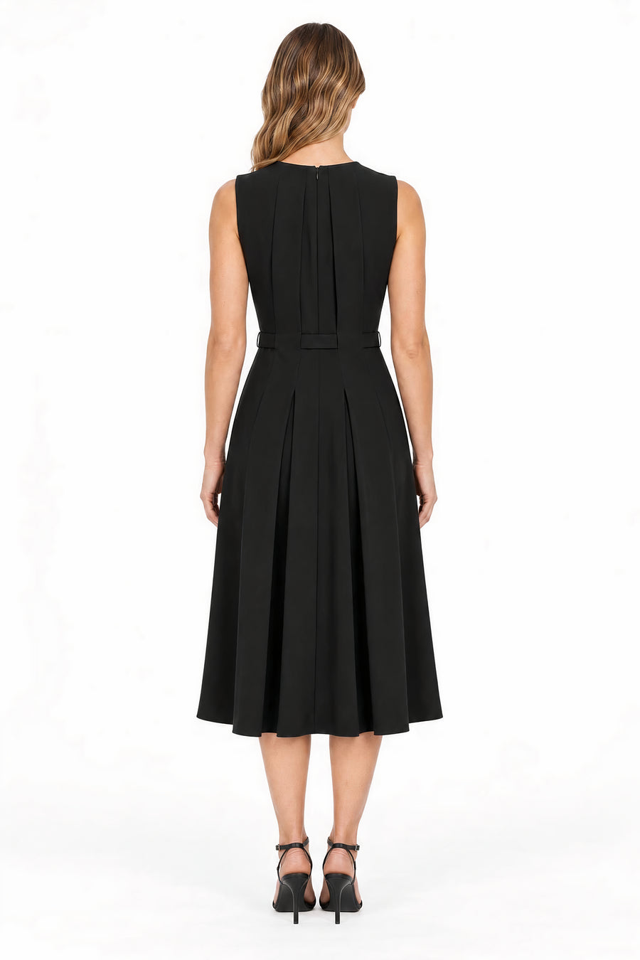 Joanie Pleated Belted Midi Dress