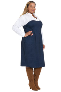 Kendal Long Sleeve Denim Collared Sheath