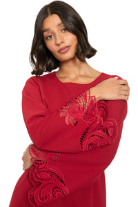Sue A-Line Botanical with Lace Sleeves