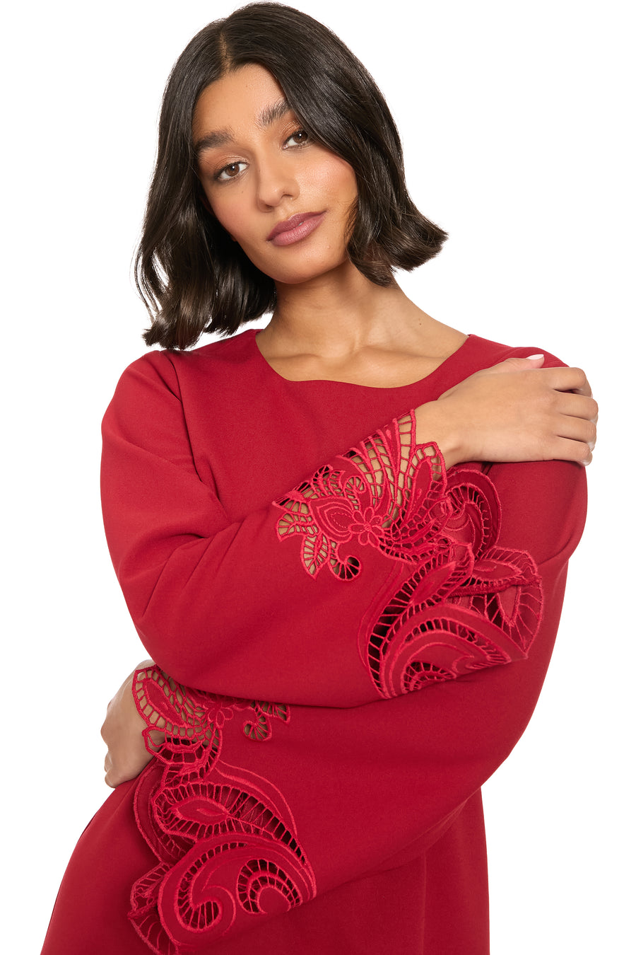Sue A-Line Botanical with Lace Sleeves