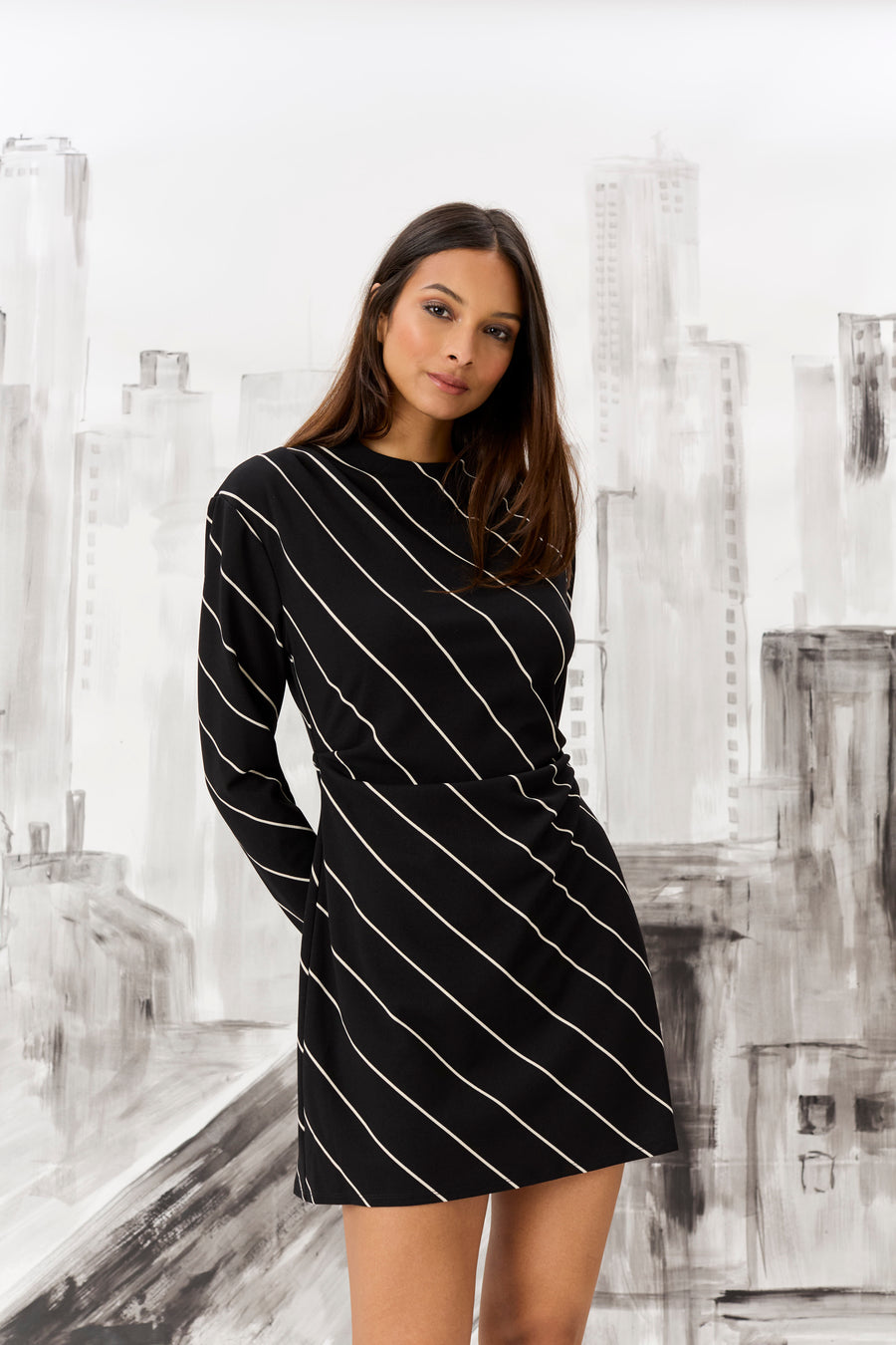 Elleri Mini Sheath Dress Long Sleeve | Donna Morgan BLACK/CREAM / Standard / 6 Elleri Mini Sheath Dress Long Sleeve | Donna Morgan BLACK/CREAM / Standard / 6