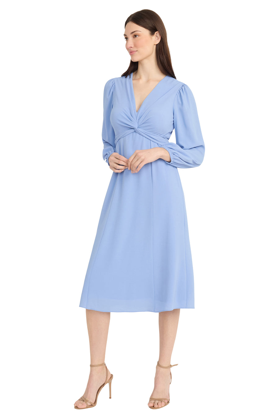 LONG SLEEVE V-NECK MIDI DRESS – Maggy London LONG SLEEVE V-NECK MIDI DRESS – Maggy London