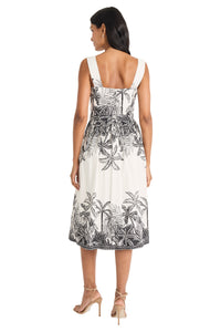 Charice in Painted Palms Midi Fit & Flare Dress - FINAL SALE