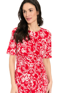 Revel Elbow Sleeve Midi in Graphic Provencal