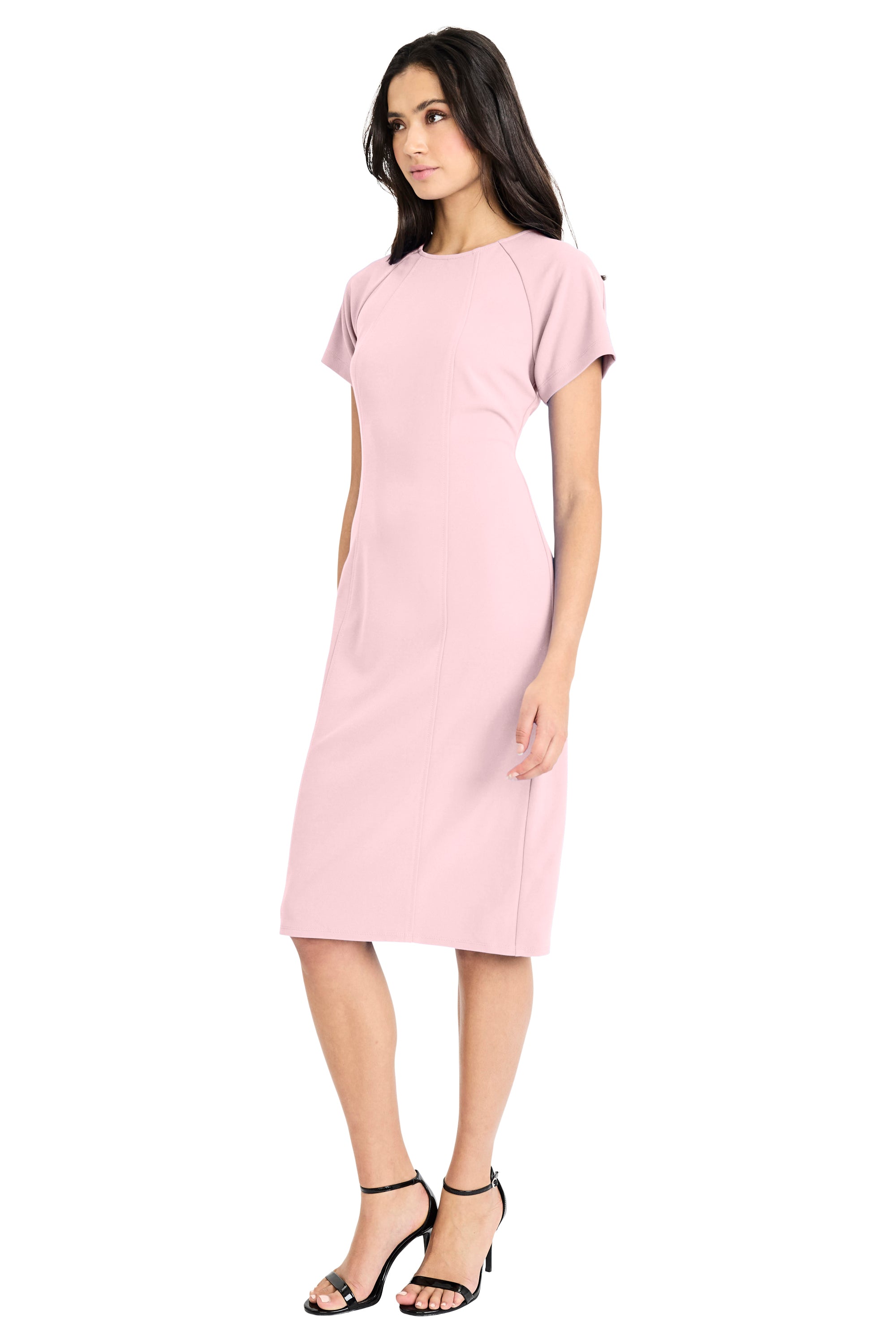 Maggy London Women's Short-Sleeve Sheath Midi Dress - Shell Pink