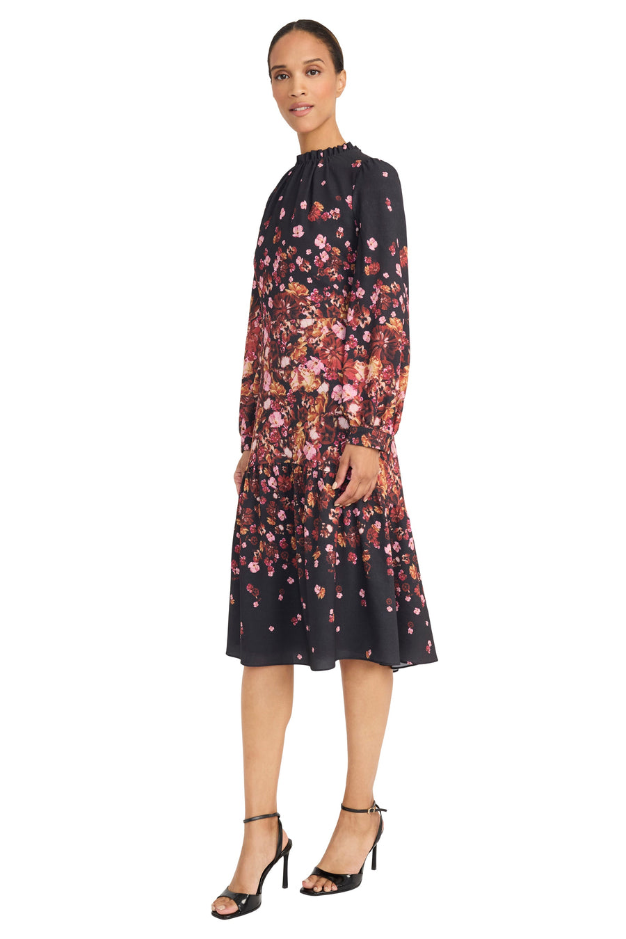 Kiri in Preserved Floral Knee-Length A-Line Dress | Maggy London BLACK/RUST / Standard / 2 Kiri in Preserved Floral Knee-Length A-Line Dress | Maggy London BLACK/RUST / Standard / 2