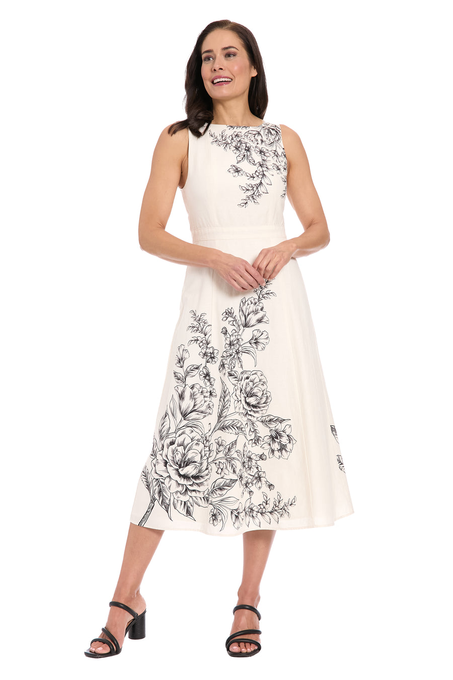 Debbie Sleeveless Graphic Print Midi Dress