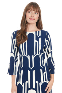 Quin Boat Neck Sheath in Nouveau Geo