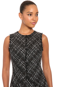 Laury Tweed Fringe-Trim Midi Dress