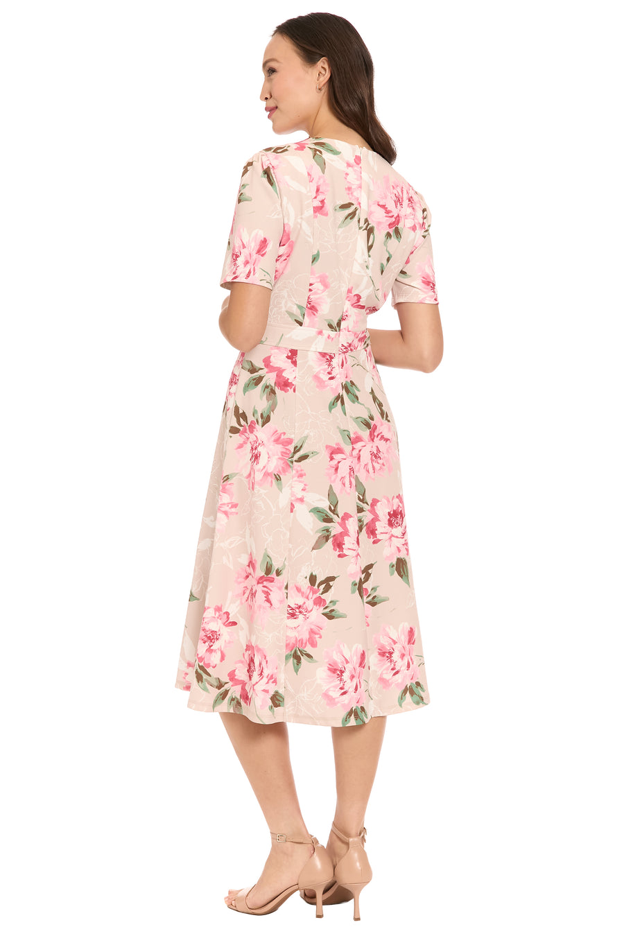 Quill Side Tab Fit & Flare in Outlined Roses