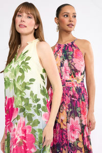 Patty Ruffle Neck A-line Dress in Garden Mum