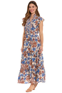 Consuela Cap Sleeve Maxi in Magnolia Vines
