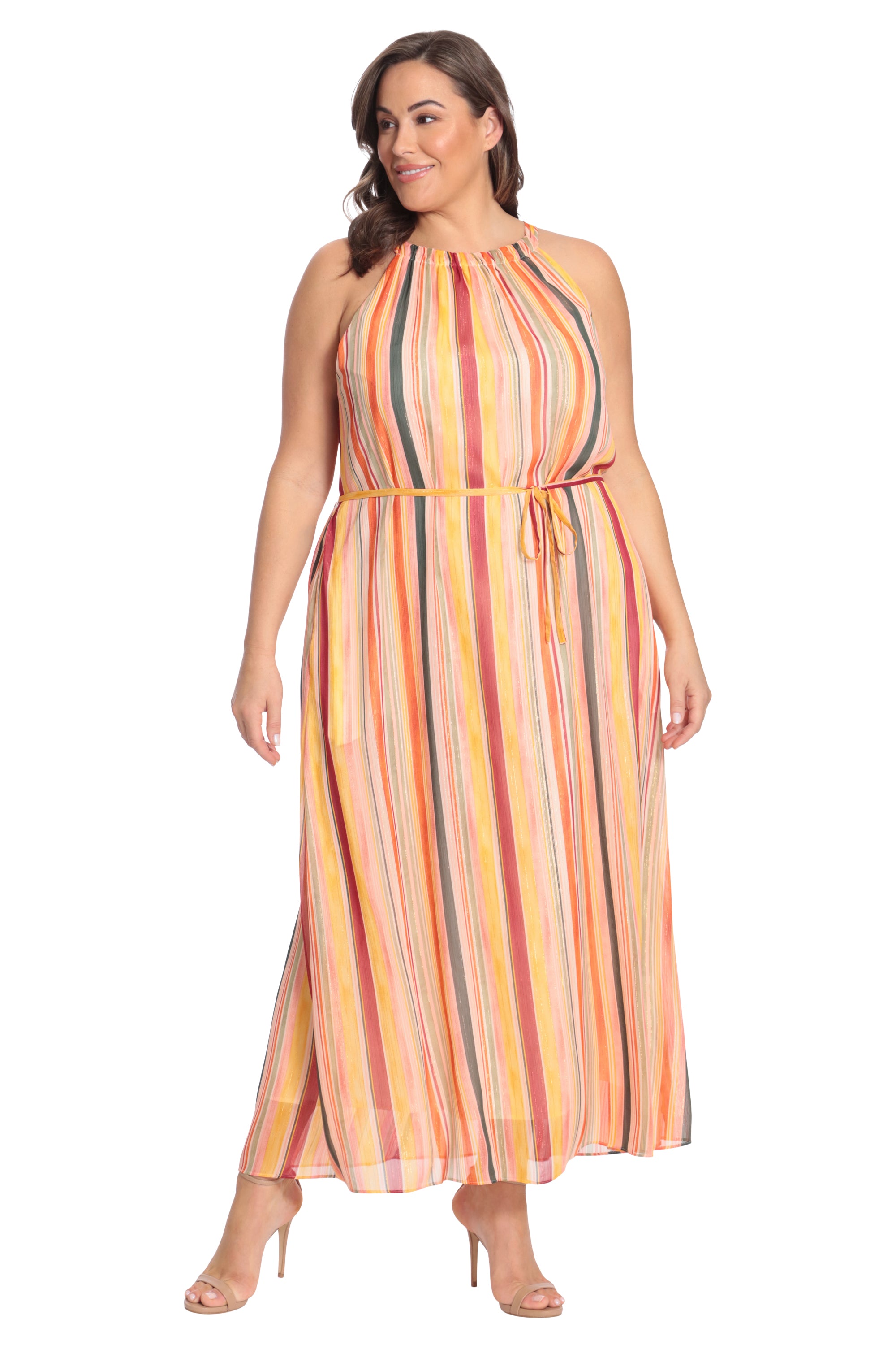 Layla Halter Stripe Maxi in Seville Stripe