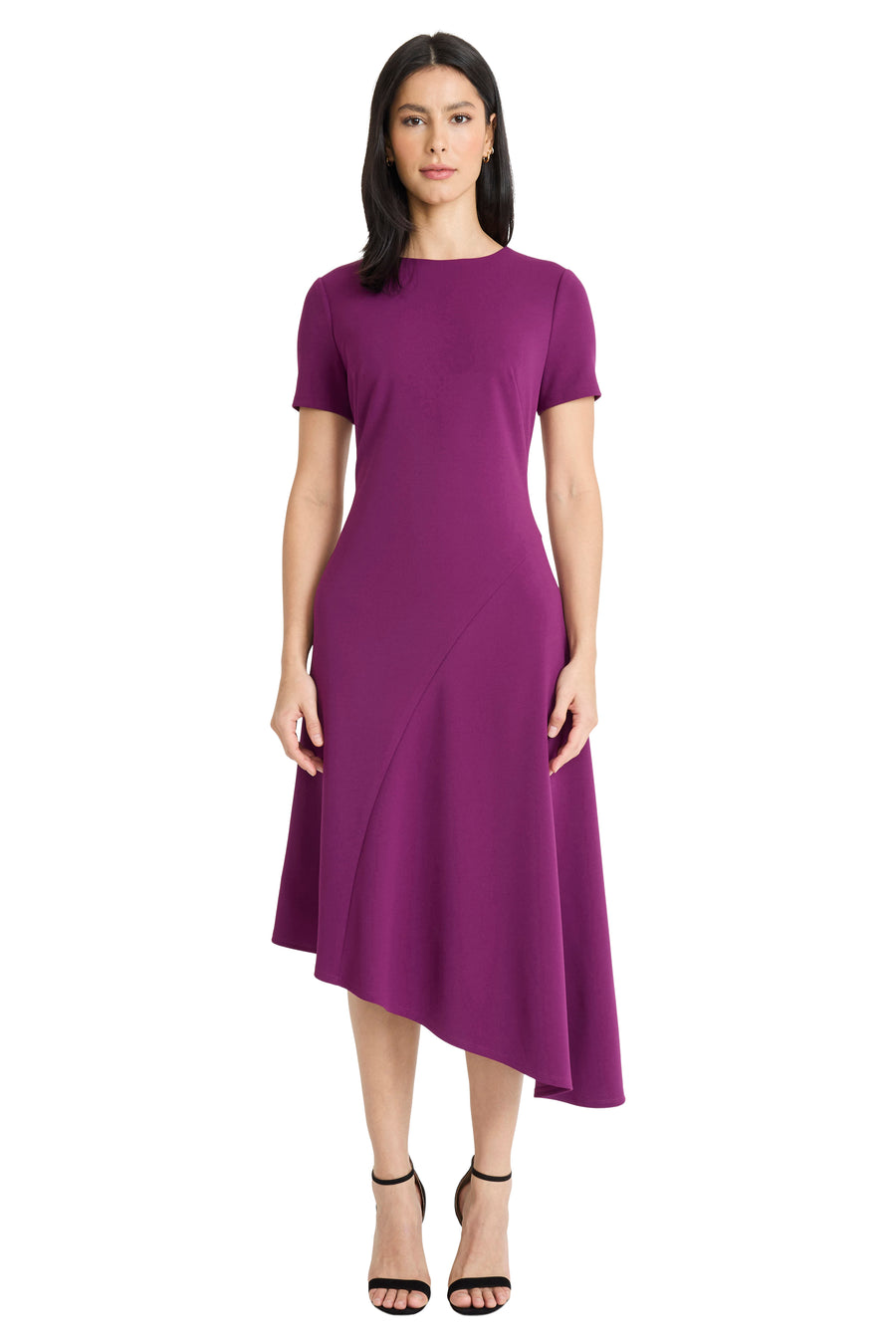 Whitney Asymmetrical Midi Dress Fit and Flare | Maggy London Whitney Asymmetrical Midi Dress Fit and Flare | Maggy London
