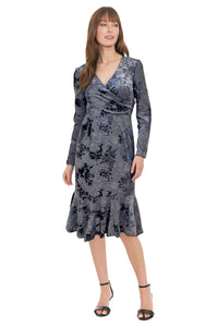 Marlise Shimmering Velvet Faux Wrap Dress