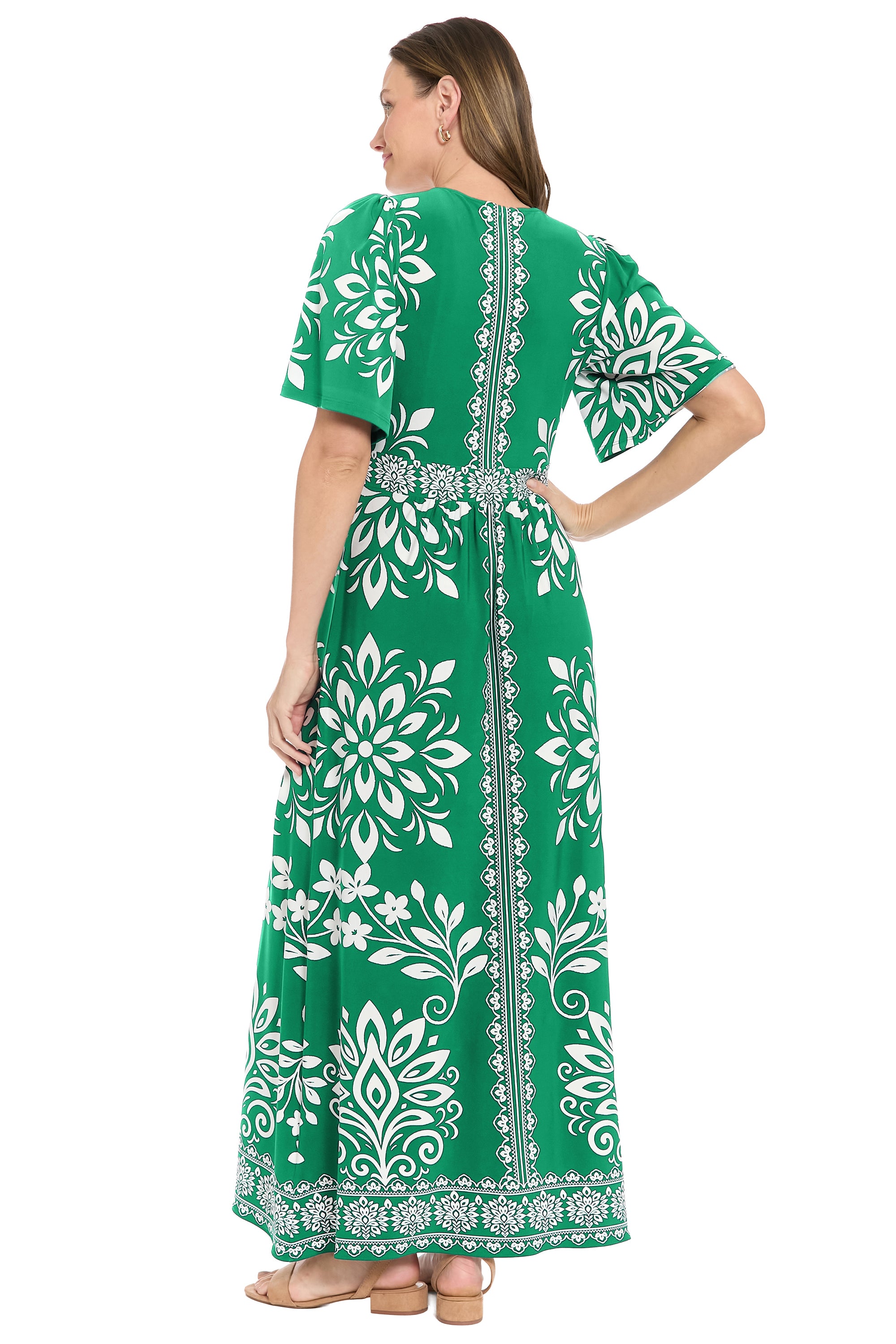 McKay Flutter Sleeve Maxi in Floral Medallion A-Line | London