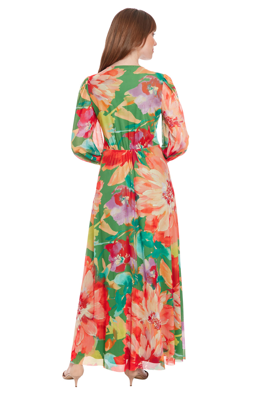Women's London Times Floral Bishop Sleeve Mesh Surplice Maxi Dress, Size: Medium, Navy Purple Women's London Times Floral Bishop Sleeve Mesh Surplice Maxi Dress, Size: Medium, Navy Purple