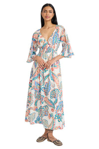 Simon V-Neck Maxi in Ink Blot Paisley