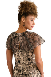 Madonna Cap Sleeve Embroidered Blouse