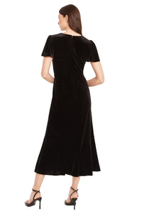 Caprice Velvet Flutter Sleeve Midi Dress - FINAL SALE