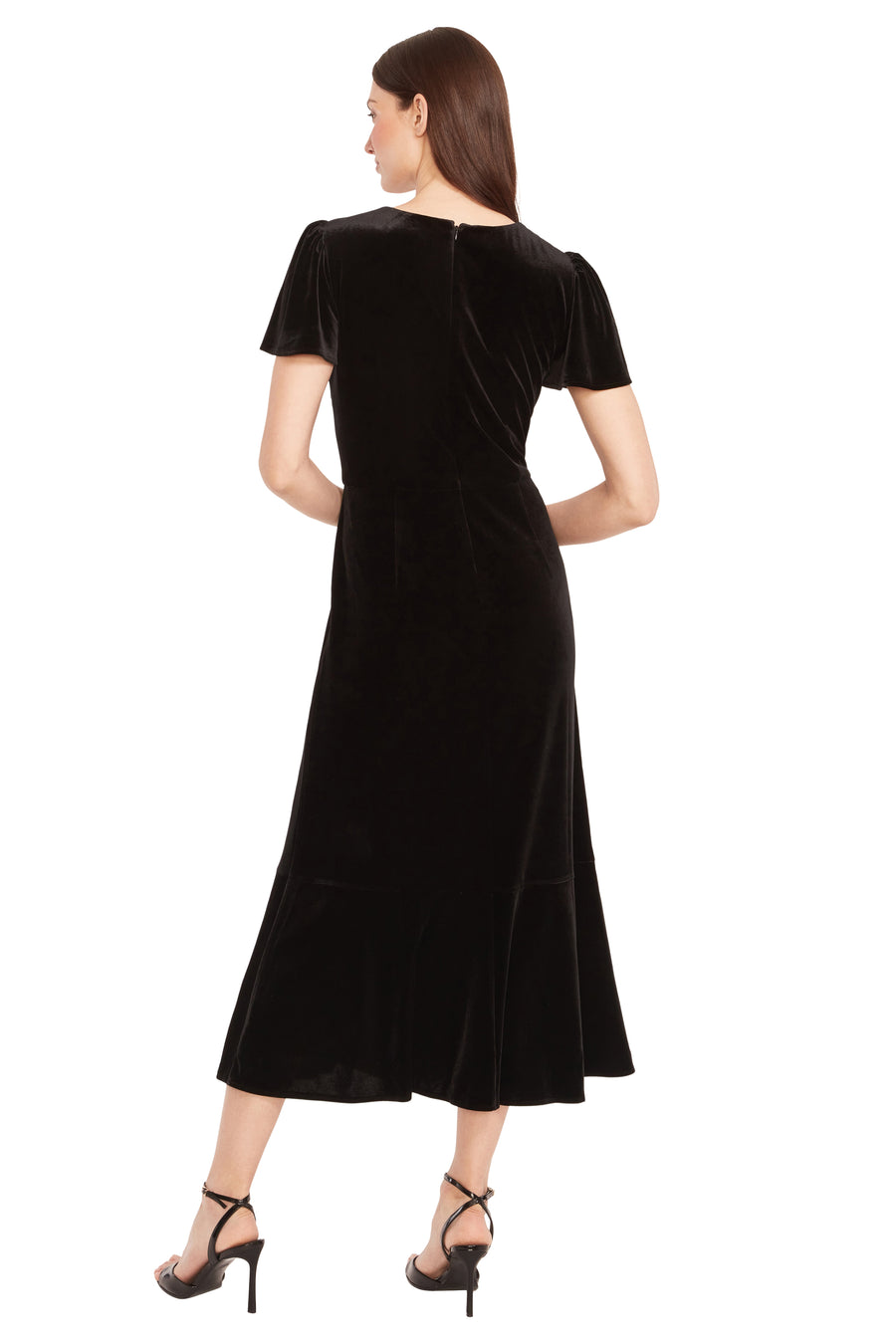 Caprice Velvet Flutter Sleeve Midi Dress