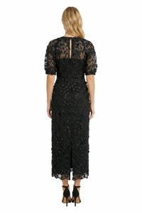 Marigold Dress Textured 3D Embroidered Midi