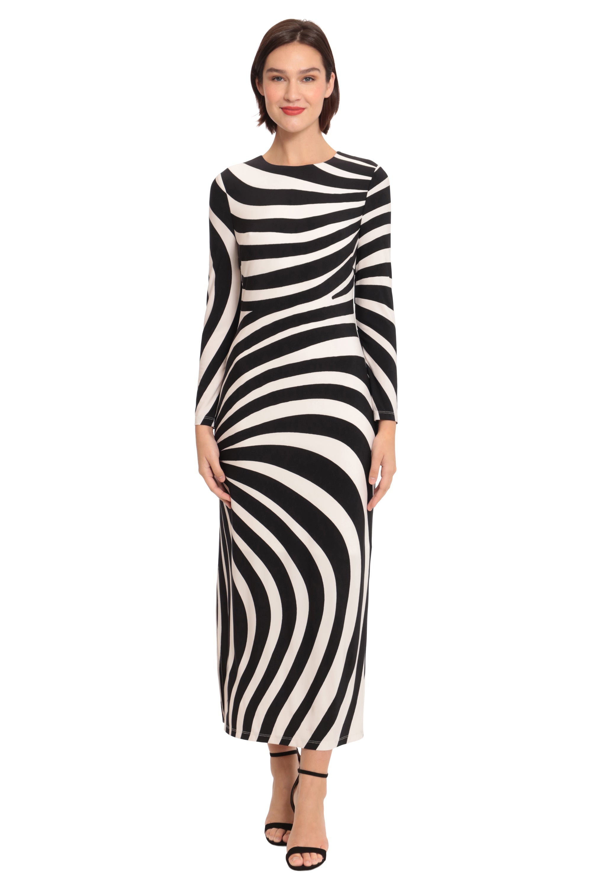 IDENTIFY ノースリーブ ロングジョン M/L LONG SLV DRESS WITH SCOOP NK & SIDE SLIT – Maggy London