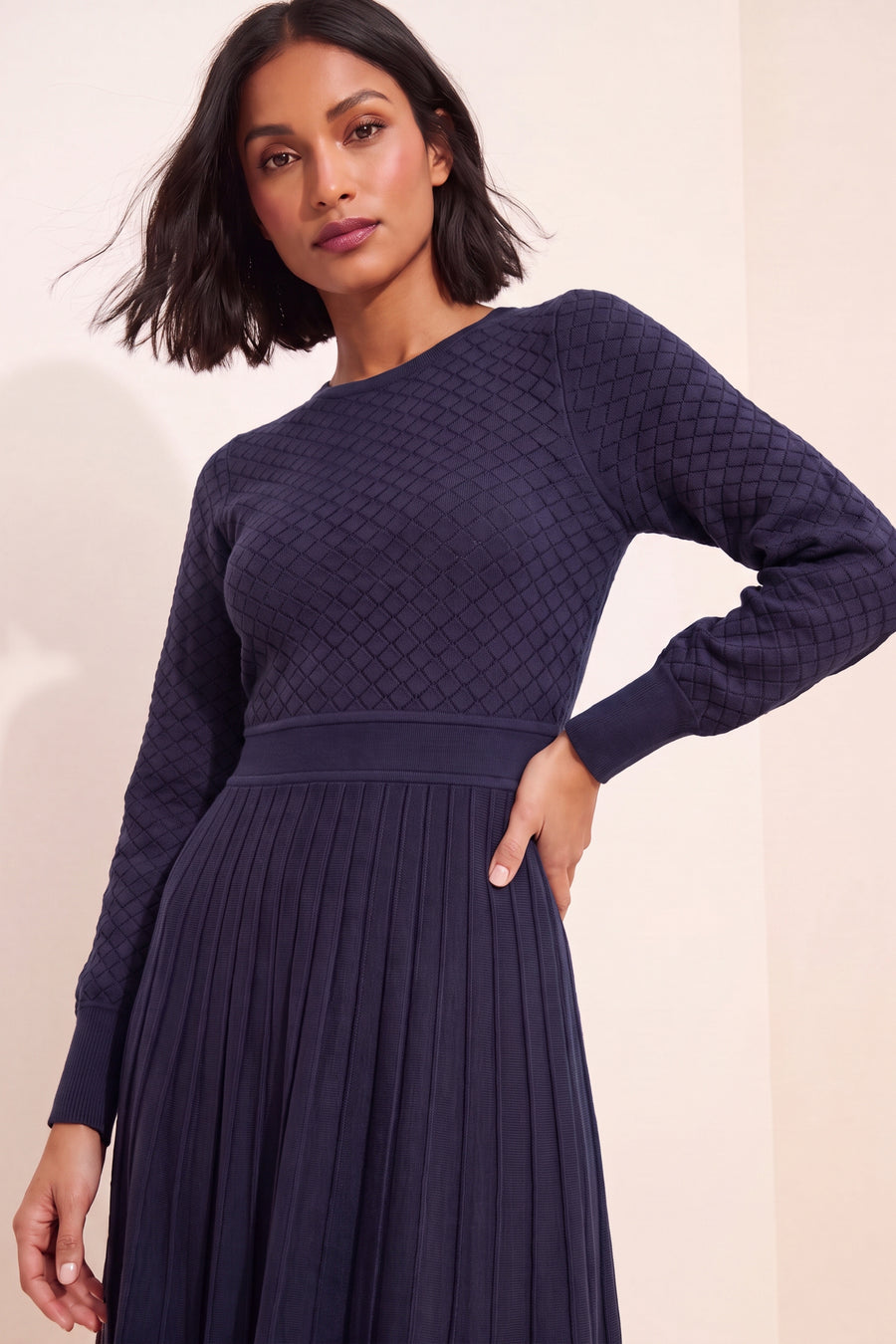Laurel Puff Sleeve Pointelle Sweater Dress