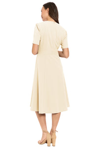 Quill V-Neck Side Tab Dress in Classic