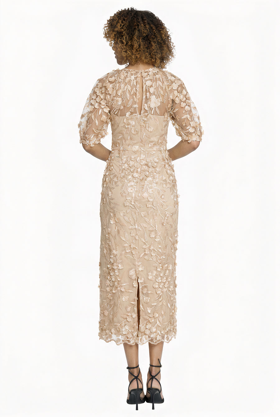 Marigold Dress Textured 3D Embroidered Midi