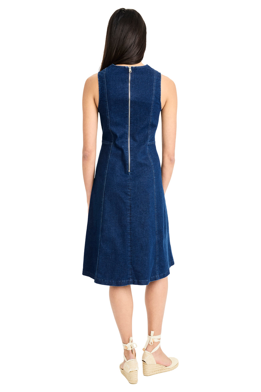 Cheyenne Cotton Stretch Denim Midi with Topstitching