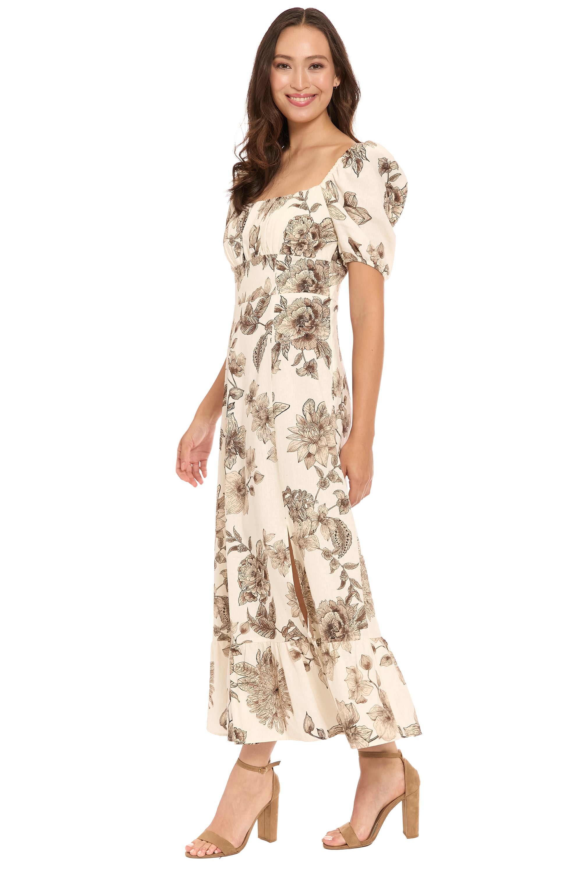 Kristin Short Sleeve in Tropical Toile Linen