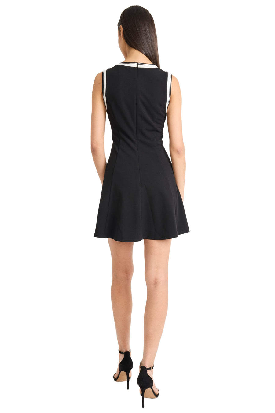 Vanya V-Neck Flared Mini Dress Fit and Flare Sleeveless | Donna Morgan Black / Standard / 4 Vanya V-Neck Flared Mini Dress Fit and Flare Sleeveless | Donna Morgan Black / Standard / 4