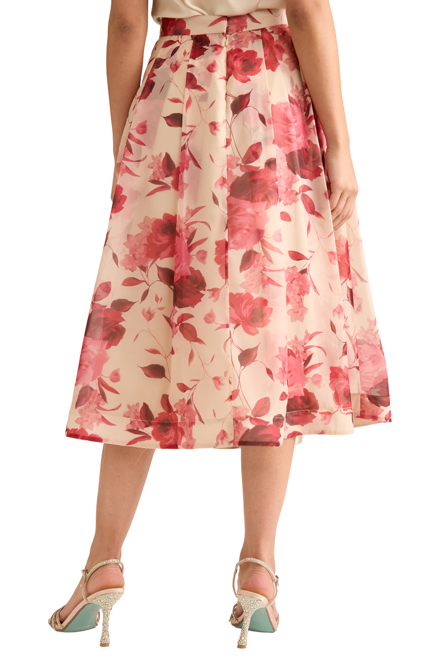 Harlem Pleated Midi Skirt in Rose Mirage
