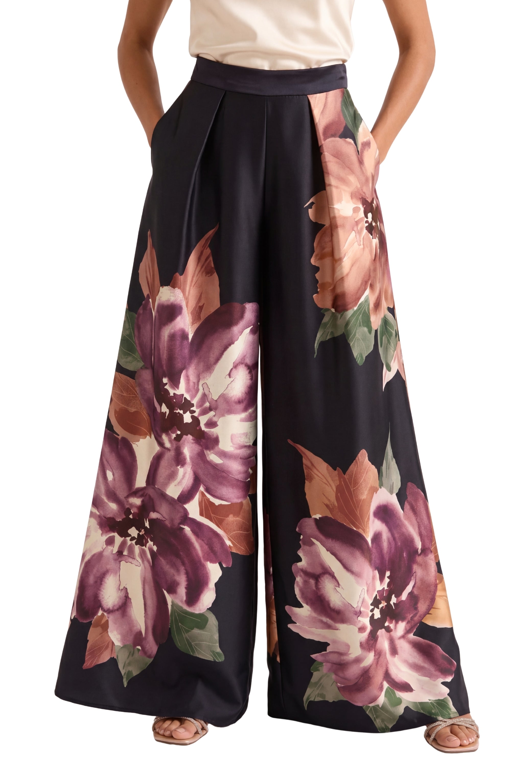 Astor Pleated Wide Leg Pant in Euphoric Blooms – Maggy London