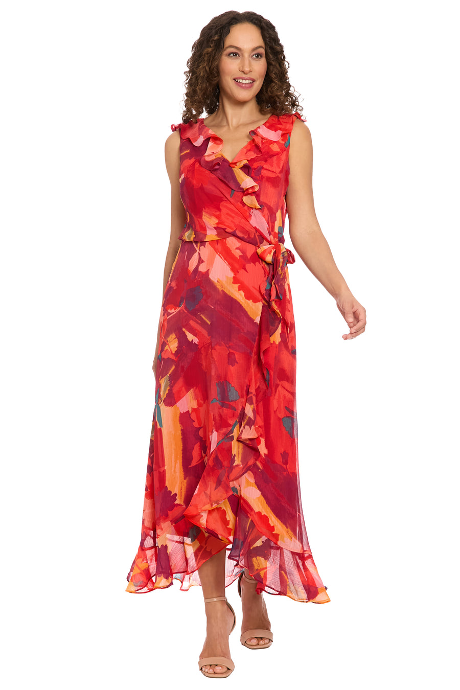 Women's London Times Ruffled Chiffon MAXI Dress, Size: 14, BLUE Teal Women's London Times Ruffled Chiffon MAXI Dress, Size: 14, BLUE Teal