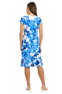 Anne Cap Sleeve Flounce Hem Dress in Floral Palm - FINAL SALE